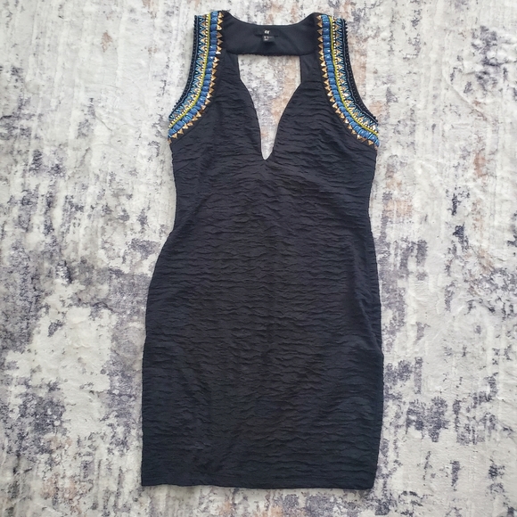 H&M Dresses & Skirts - Beyonce for H&M Black Beaded embellished bodycon dress - Size Medium